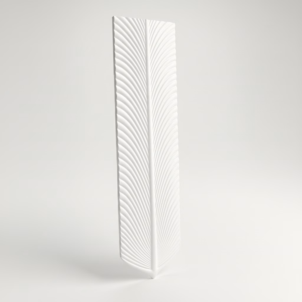 White feather pattern 3D PU wall panel