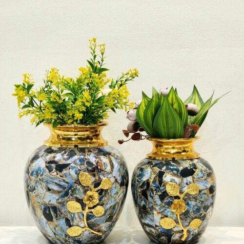 Round Metal Vases - set of 2