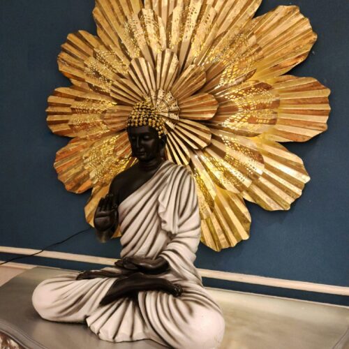 Flower Metal Art with Buddha Statue