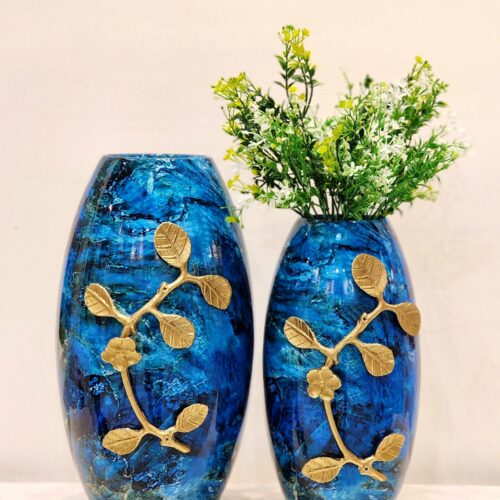 Blue Metal crafted vases