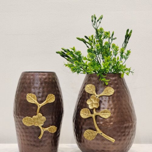 Dark Brown metal crafted vases