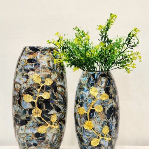 Multicolor Oval Metal Vases