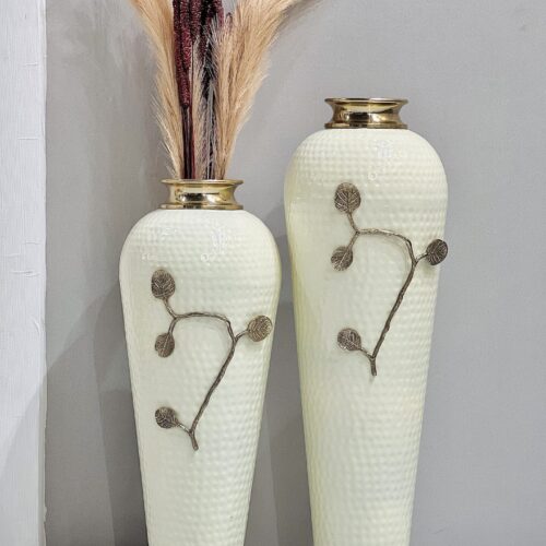 Off- White Floor Metal Vases