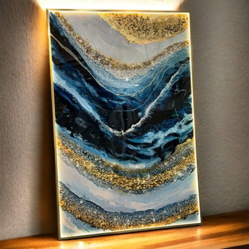 Abstract Sea Waves Crystal Painting with LED