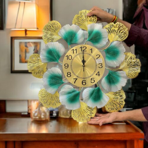 Big Floral Wall Decorative Metal Clock