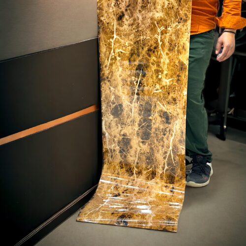 Golden Brown Marble Design Self Adhesive Wallpaper
