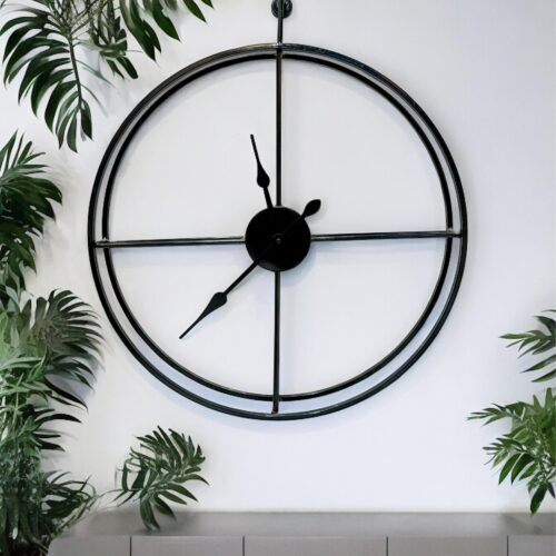 Metallic Modern Black Double Ring Wall Clock