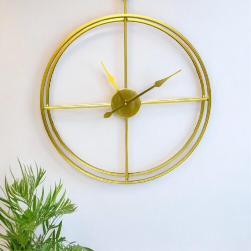 Modern Golden Double Wheel Wall Clock