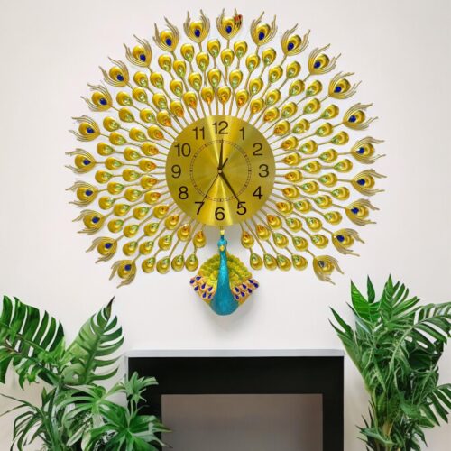 Peacock Metal Wall Clock for Home