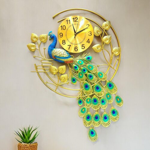 Peacock Metal Wall Clock for Home