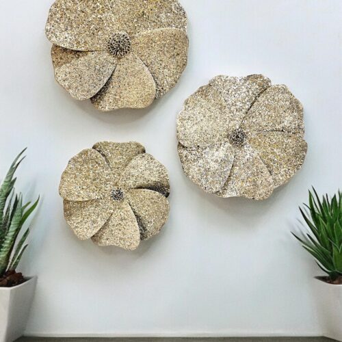 Large Floral Metal Wall Decor | Set of 3