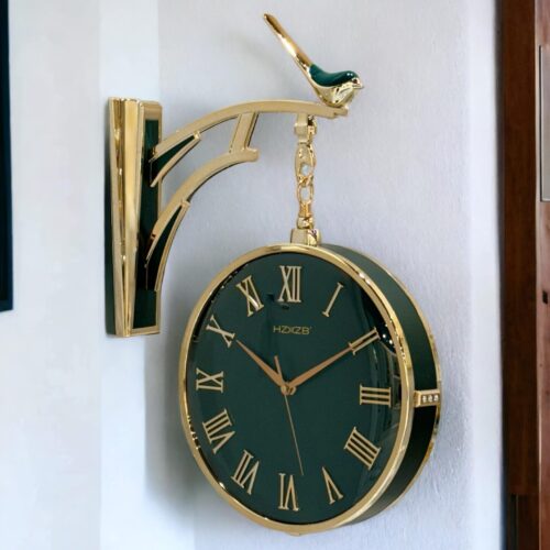 Green Sparrow Head Station Clock
