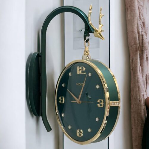 Green Double-Sided Station Clock