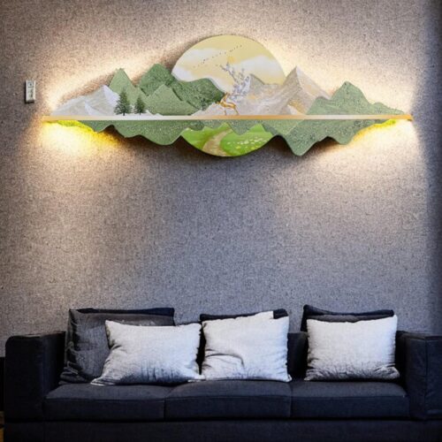 Mountain Art Crystal Wall Mural with LED