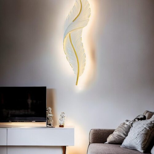 Luxury White Polystone Feather with LED