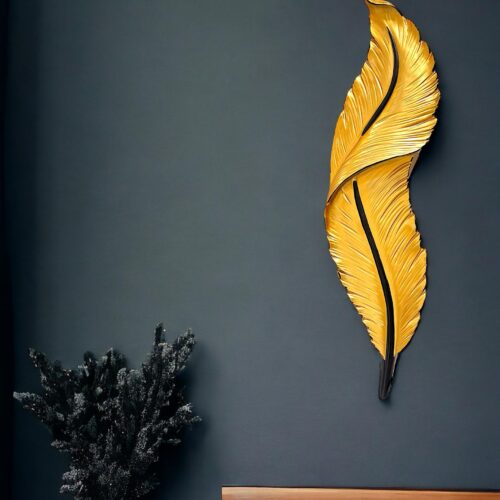 Golden LED Feather Wall Art