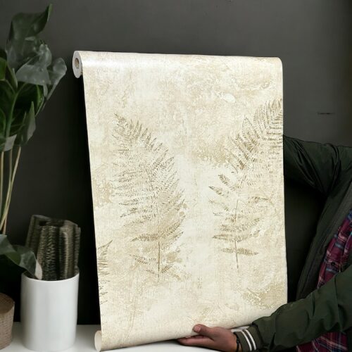 Off-White Designer Palm Leaf Wallpaper