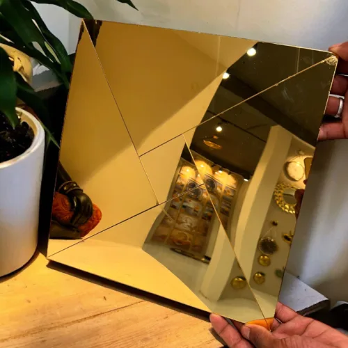 Golden Peel and Stick Mirror Mosaic Tile