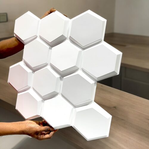 White Hexagon 3D PVC Panels