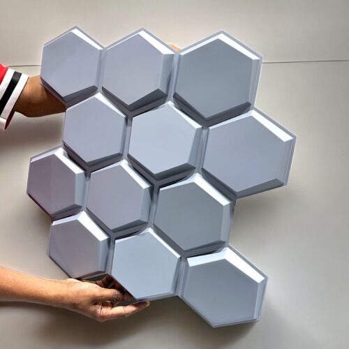 Grey Hexagon 3D PVC Panels