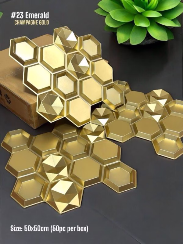 3D PVC Panel Emerald Champange Gold