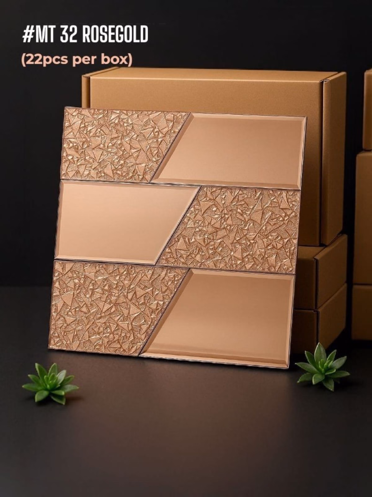 Exclusive Mirror Glass Mosaic Tile Rose Gold